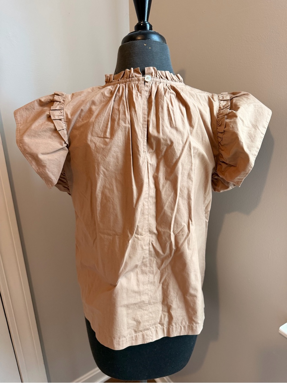 Sea Ruffle Yoke Shell Top - Tan - Picture 2 of 3